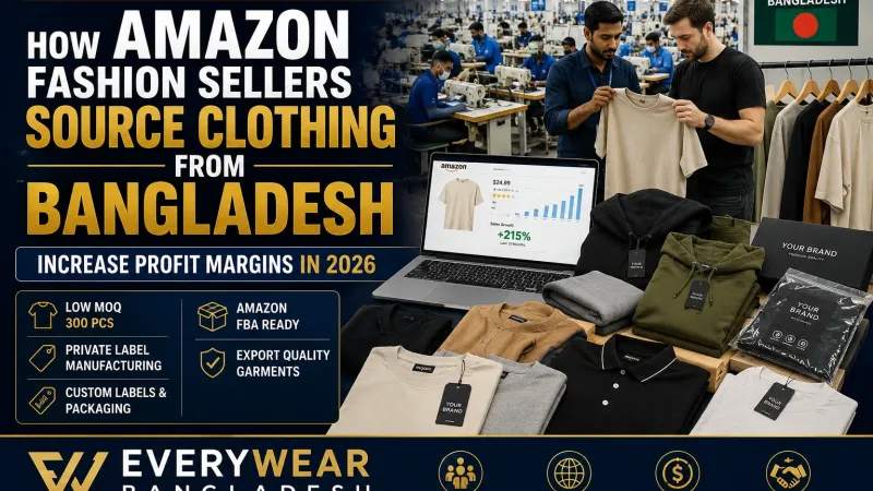 Amazon fashion sellers sourcing private label clothing from Bangladesh through Everywear Bangladesh manufacturing solutions.