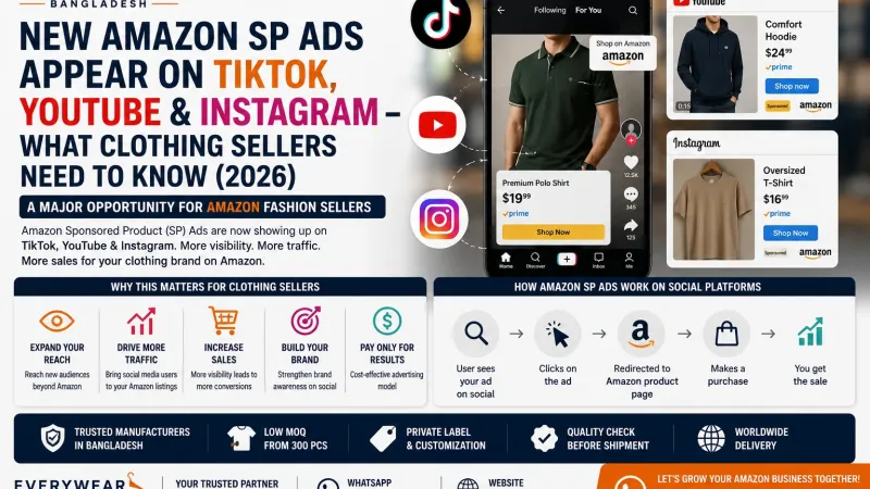 New Amazon SP Ads Appear on TikTok, YouTube & Instagram – What Clothing Sellers Need to Know (2026)