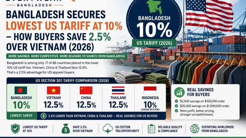 Bangladesh Secures Lowest US Tariff at 10% – How Buyers Save 2.5% Over Vietnam (2026)