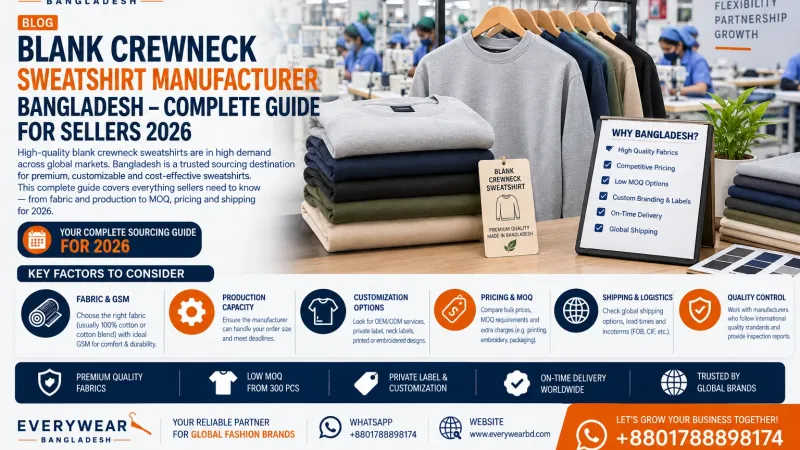 Blank Crewneck Sweatshirt Manufacturer Bangladesh – Complete Guide for Sellers 2026