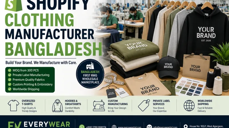 Shopify Clothing Manufacturer Bangladesh | Low MOQ Private Label Production 2026