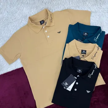 Armani Men's Luxury Lycra Pique Polo Shirt Wholesale – Everywear Bangladesh
