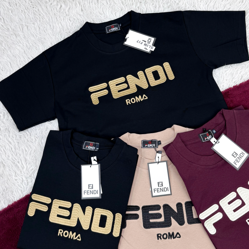 Fendi Men's Half Sleeve Super Combed T-Shirt Wholesale