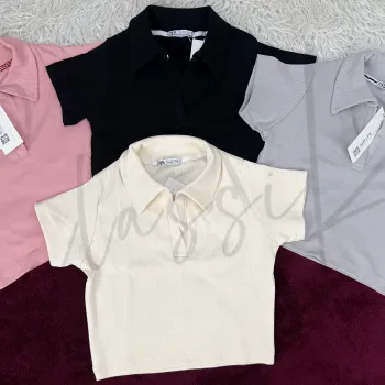 Zara Women’s Half Sleeve Crop Polo Top Wholesale Bangladesh 2026