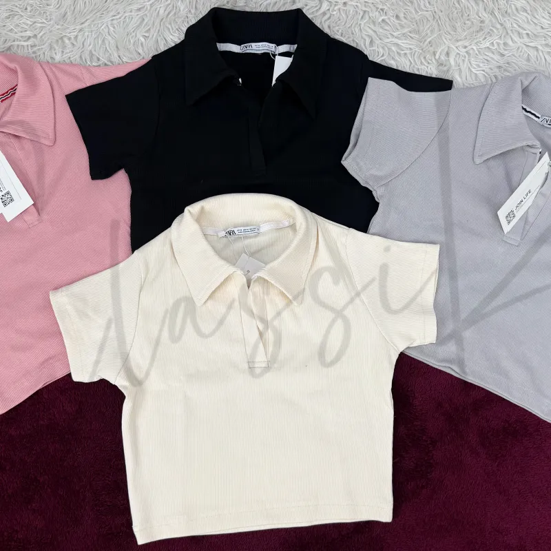 Zara Women’s Half Sleeve Crop Polo Top Wholesale Bangladesh 2026