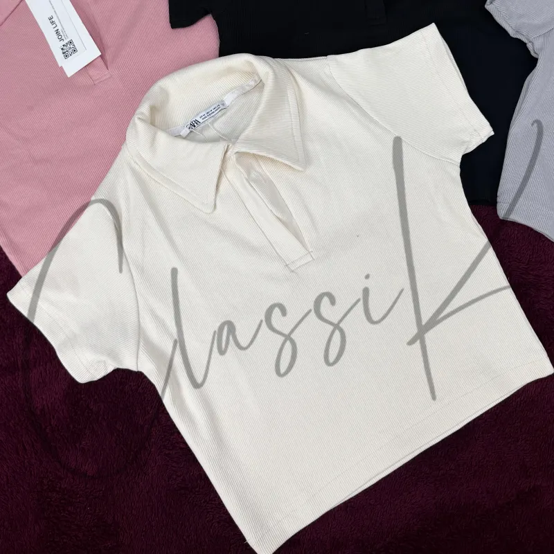 Zara Women’s Half Sleeve Crop Polo Top Wholesale Bangladesh 2026