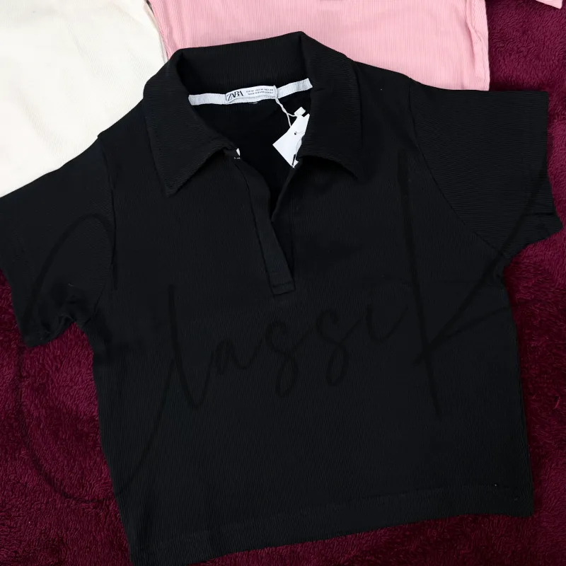 Zara Women’s Half Sleeve Crop Polo Top Wholesale Bangladesh 2026