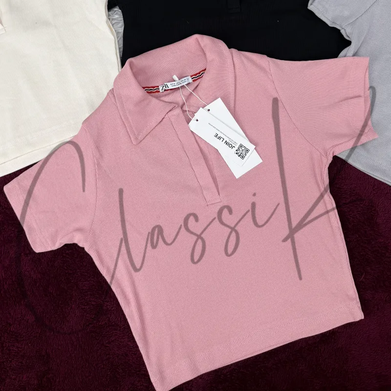Zara Women’s Half Sleeve Crop Polo Top Wholesale Bangladesh 2026