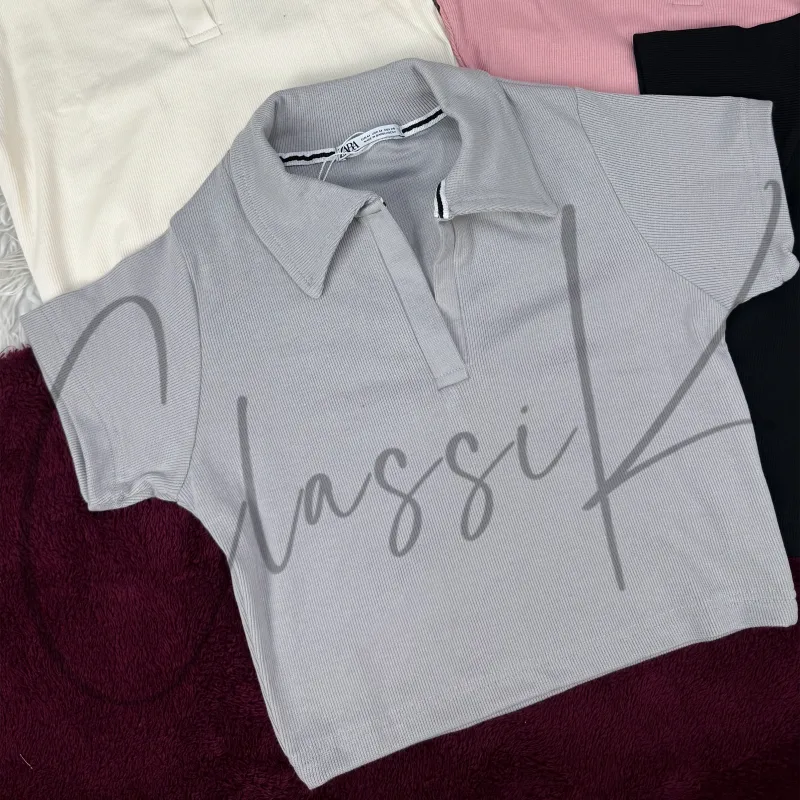 Zara Women’s Half Sleeve Crop Polo Top Wholesale Bangladesh 2026
