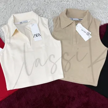 Zara Women’s Sleeveless Crop Polo Top Wholesale Bangladesh 2026