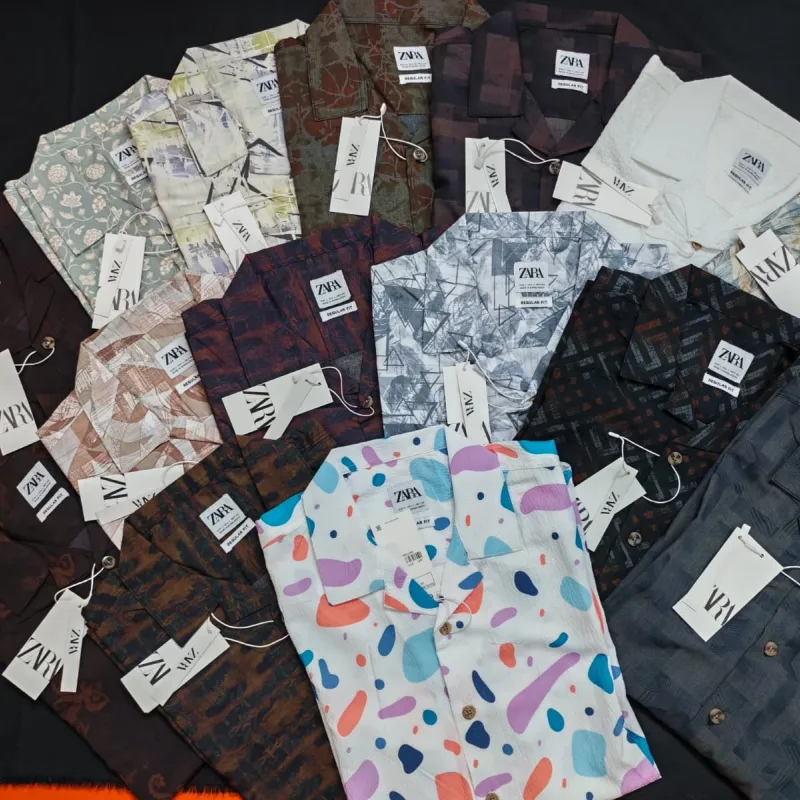 Zara Men's Cuban Collar Abstract Printed Half Sleeve Shirt Wholesale Bangladesh