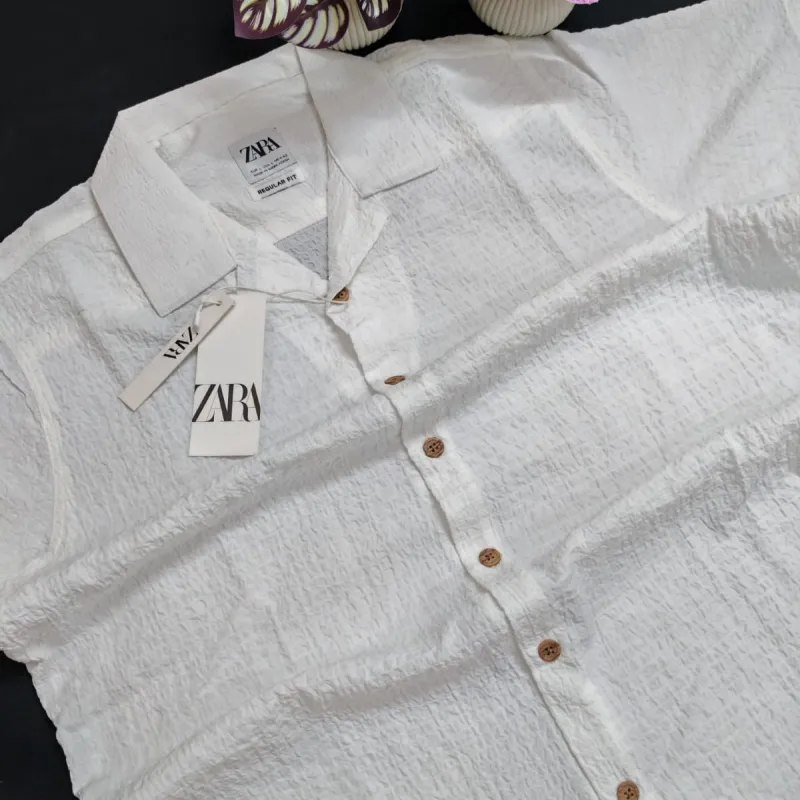 Zara Men's Cuban Collar Abstract Printed Half Sleeve Shirt Wholesale Bangladesh