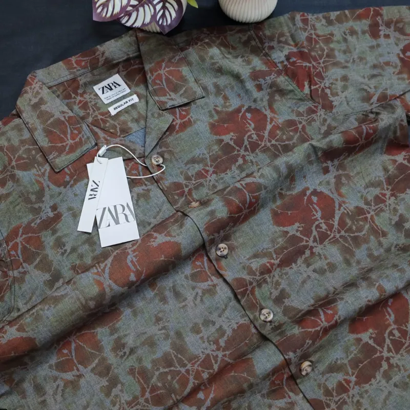 Zara Men's Cuban Collar Abstract Printed Half Sleeve Shirt Wholesale Bangladesh