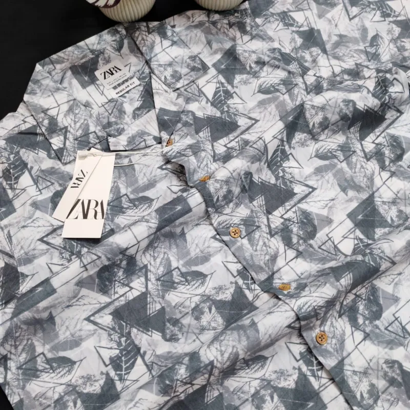 Zara Men's Cuban Collar Abstract Printed Half Sleeve Shirt Wholesale Bangladesh