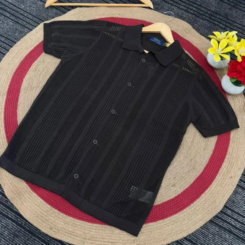 Ralph Lauren Glitchez Open Knit Self-Striped Casual Shirt Wholesale Bangladesh