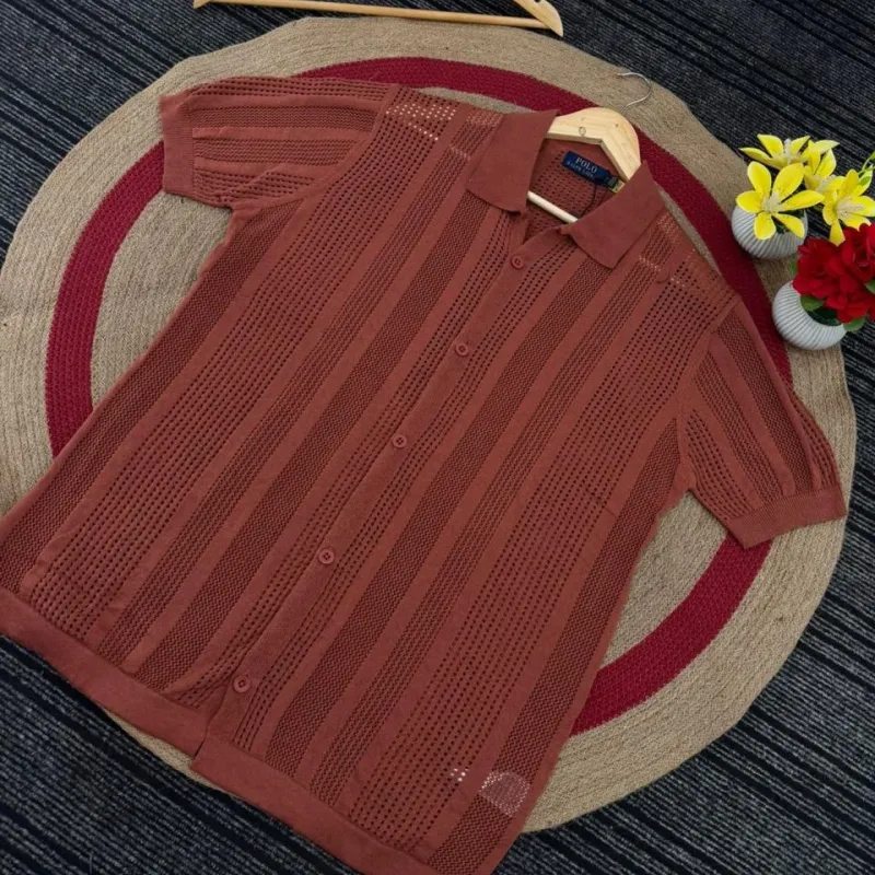 Ralph Lauren Glitchez Open Knit Self-Striped Casual Shirt Wholesale Bangladesh