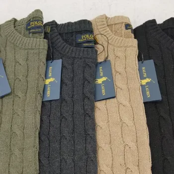 Men's 5-Gauge Cotton Cable Knit Round Neck Sweater (Style 515061) — Wholesale Bangladesh