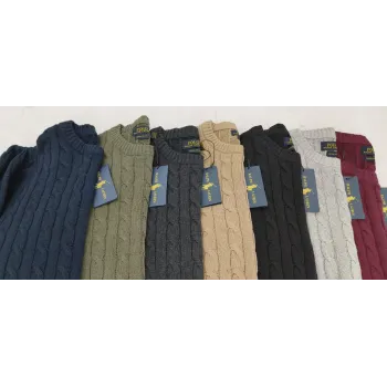 Men's 5-Gauge Cotton Cable Knit Round Neck Sweater (Style 515061) — Wholesale Bangladesh