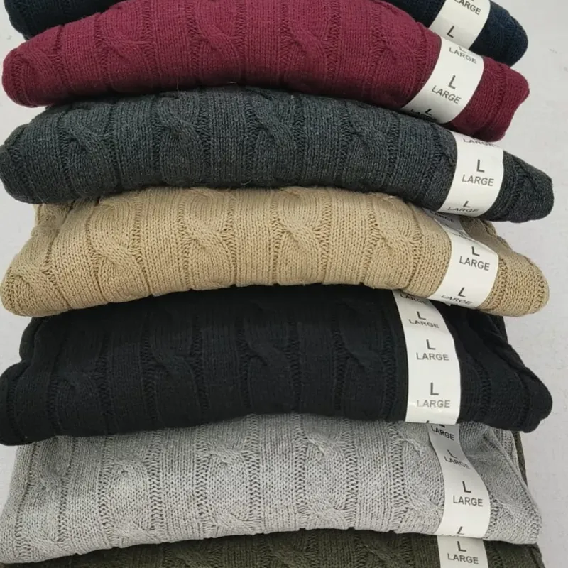 Men's 5-Gauge Cotton Cable Knit Round Neck Sweater (Style 515061) — Wholesale Bangladesh