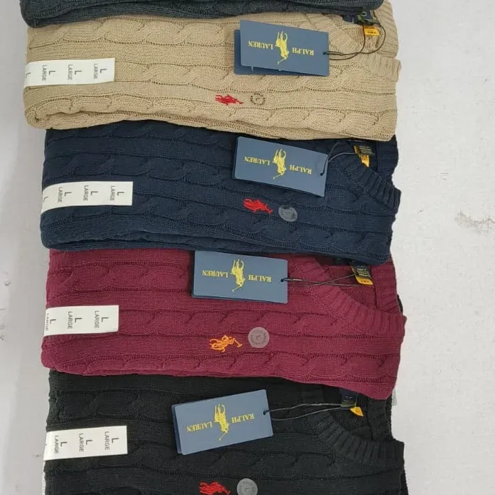 Men's 5-Gauge Cotton Cable Knit Round Neck Sweater (Style 515061) — Wholesale Bangladesh