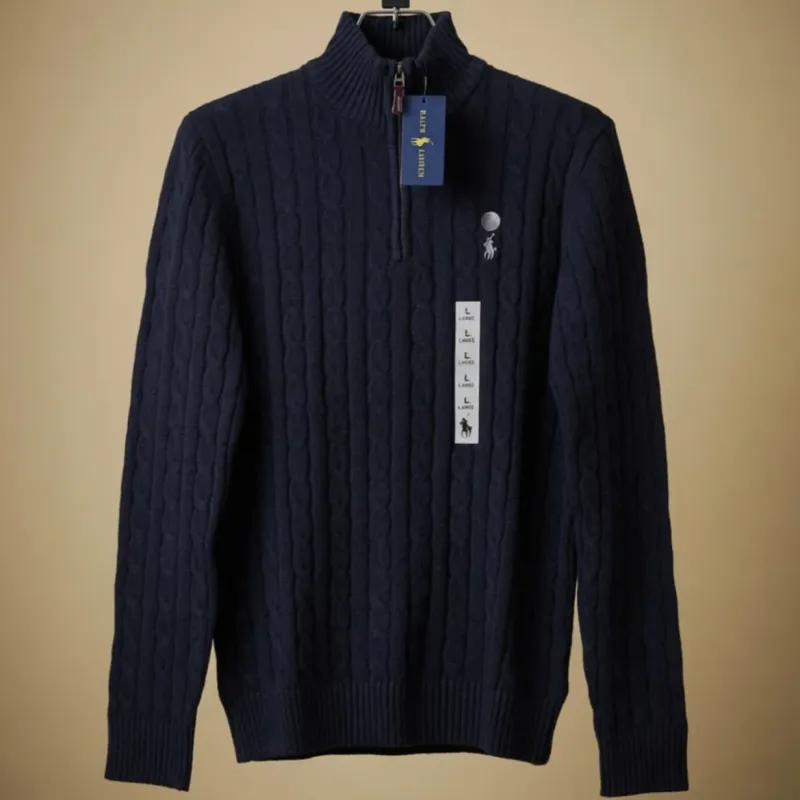 Men's 5-Gauge Cotton Half-Zip Sweater (Style BMF-ST639665) — Wholesale Bangladesh