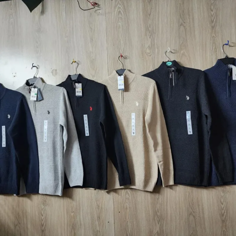 Men's 5-Gauge Cotton Half-Zip Sweater (Style BGUF355348) — 26,000 Pcs Surplus Stock — Wholesale Bangladesh