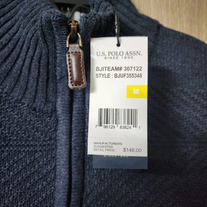 Men's 5-Gauge Cotton Half-Zip Sweater (Style BGUF355348) — 26,000 Pcs Surplus Stock — Wholesale Bangladesh