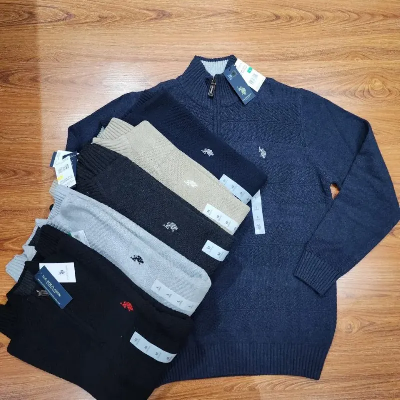 Men's 5-Gauge Cotton Half-Zip Sweater (Style BGUF355348) — 26,000 Pcs Surplus Stock — Wholesale Bangladesh