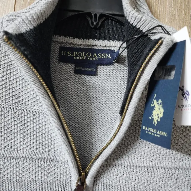 Men's 5-Gauge Cotton Half-Zip Sweater (Style BGUF355404) — 28,000 Pcs Surplus Stock — Wholesale Bangladesh