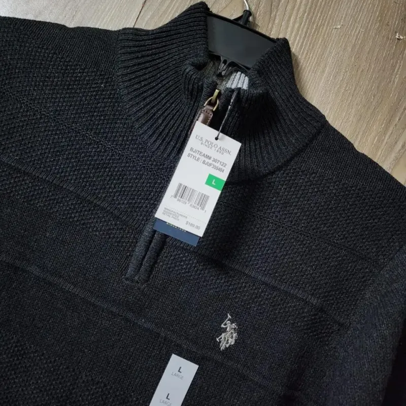 Men's 5-Gauge Cotton Half-Zip Sweater (Style BGUF355404) — 28,000 Pcs Surplus Stock — Wholesale Bangladesh