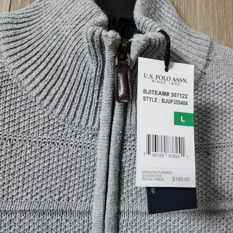 Men's 5-Gauge Cotton Half-Zip Sweater (Style BGUF355404) — 28,000 Pcs Surplus Stock — Wholesale Bangladesh