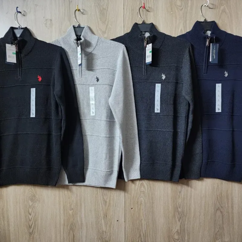 Men's 5-Gauge Cotton Half-Zip Sweater (Style BGUF355404) — 28,000 Pcs Surplus Stock — Wholesale Bangladesh