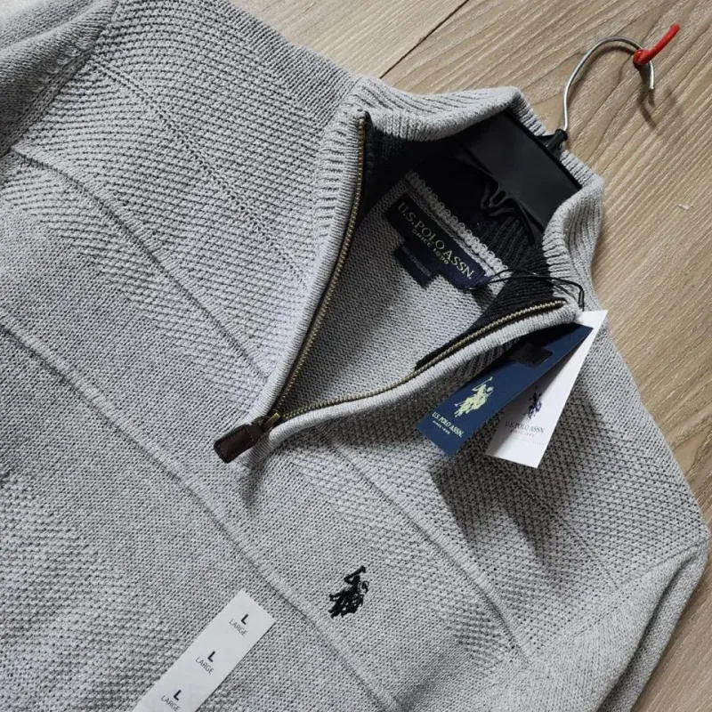 Men's 5-Gauge Cotton Half-Zip Sweater (Style BGUF355404) — 28,000 Pcs Surplus Stock — Wholesale Bangladesh