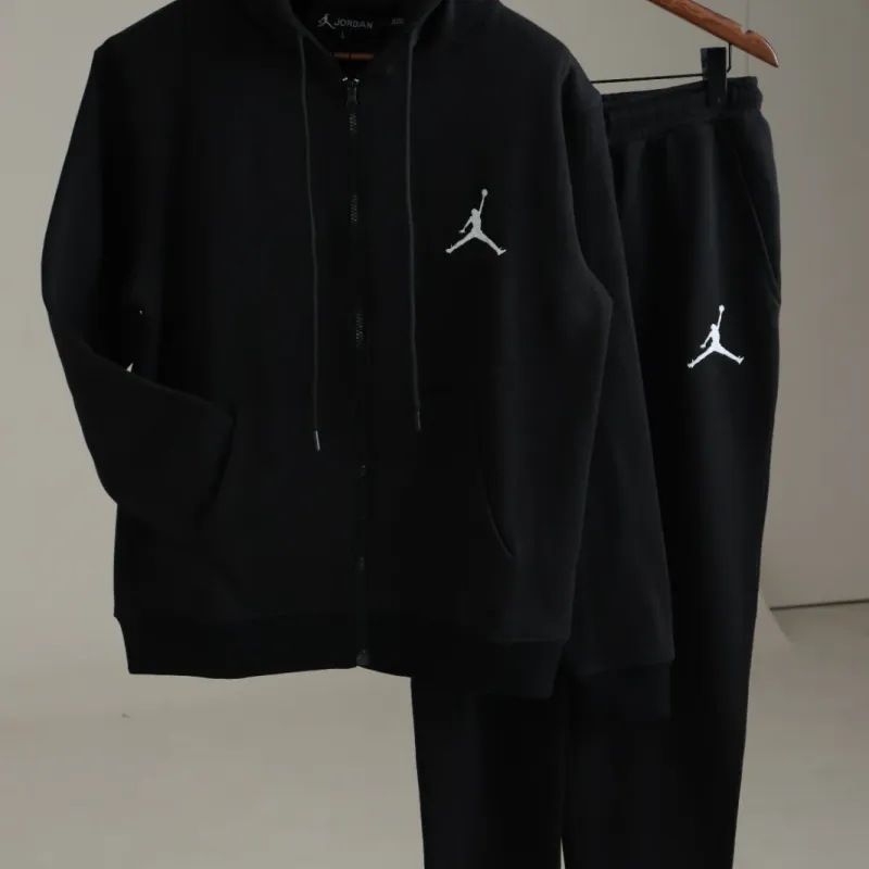 Men's Premium 340 GSM Cotton Fleece Zipper-Up Hoodie Set (Hoodie + Joggers, Embroidered) — Wholesale Bangladesh