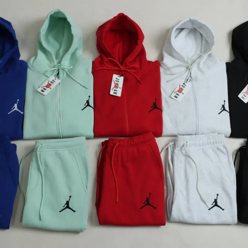 Men's Premium 340 GSM Cotton Fleece Zipper-Up Hoodie Set (Hoodie + Joggers, Embroidered) — Wholesale Bangladesh