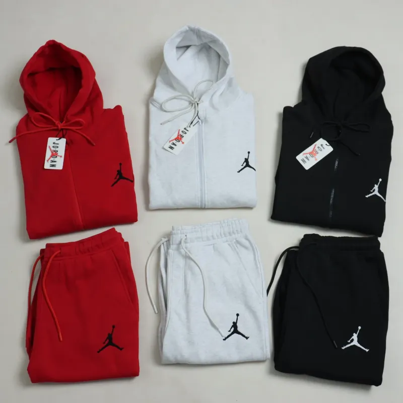 Men's Premium 340 GSM Cotton Fleece Zipper-Up Hoodie Set (Hoodie + Joggers, Embroidered) — Wholesale Bangladesh