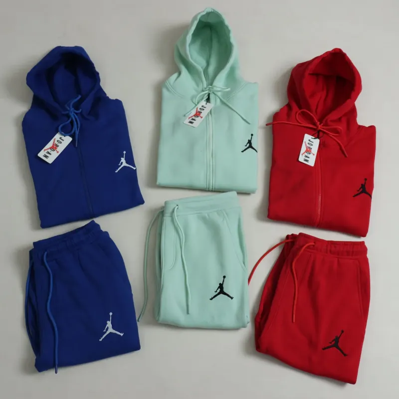Men's Premium 340 GSM Cotton Fleece Zipper-Up Hoodie Set (Hoodie + Joggers, Embroidered) — Wholesale Bangladesh