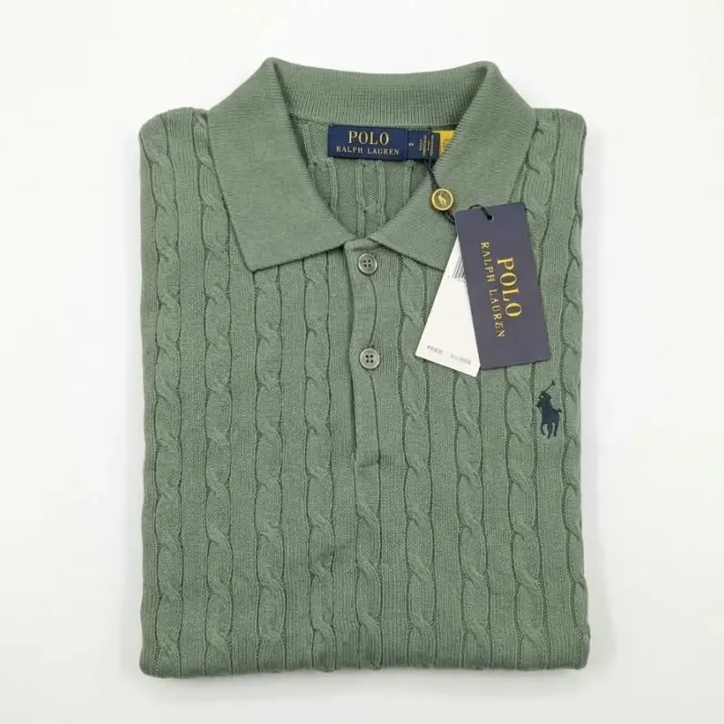 Men's Premium Knitted Cable Polo Shirt (Old Money Style, 100% Cotton Jacquard) — Wholesale Bangladesh