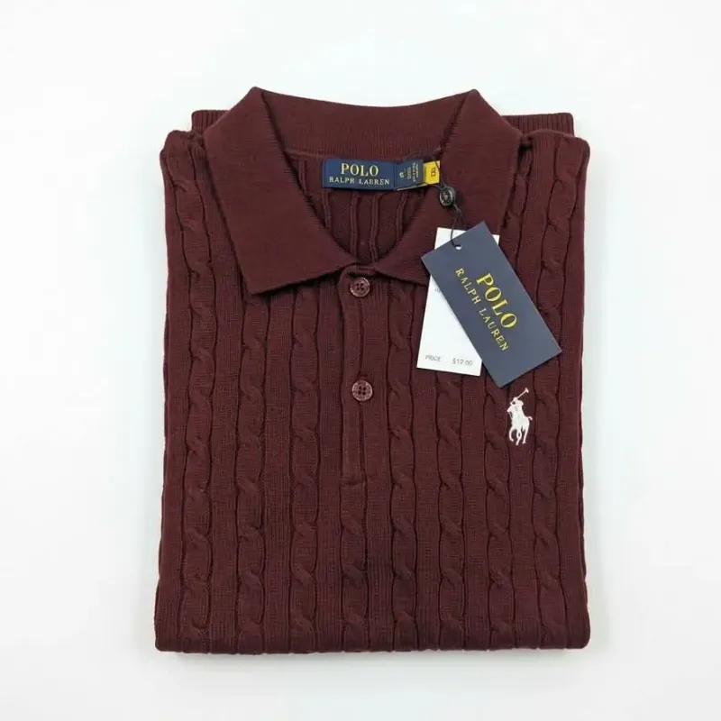 Men's Premium Knitted Cable Polo Shirt (Old Money Style, 100% Cotton Jacquard) — Wholesale Bangladesh