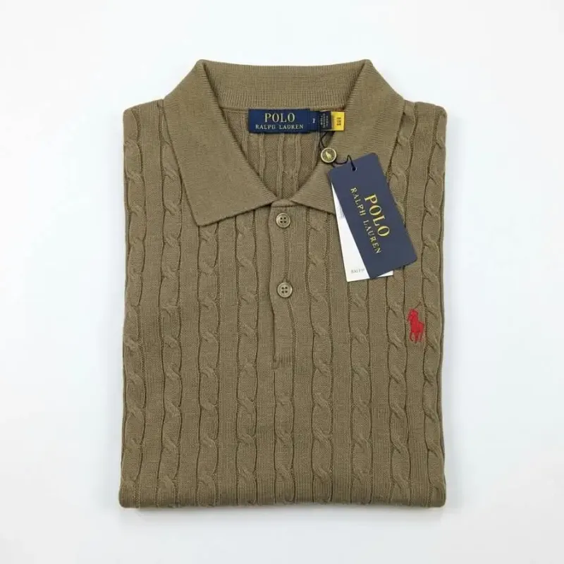 Men's Premium Knitted Cable Polo Shirt (Old Money Style, 100% Cotton Jacquard) — Wholesale Bangladesh