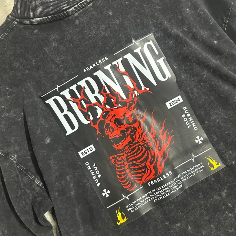 Mens Acid Wash Drop Shoulder Mixed Printed T-Shirt Wholesale Bangladesh