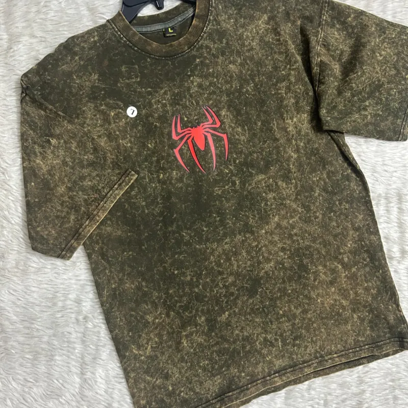 Mens Acid Wash Drop Shoulder Mixed Printed T-Shirt Wholesale Bangladesh