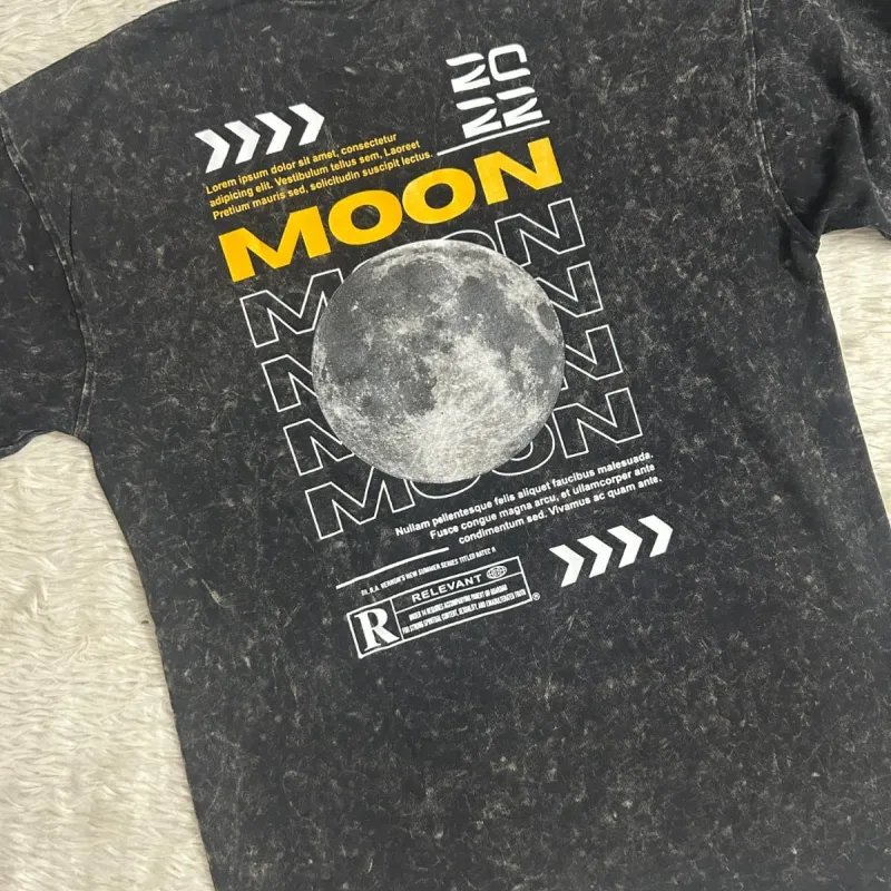 Mens Acid Wash Drop Shoulder Mixed Printed T-Shirt Wholesale Bangladesh