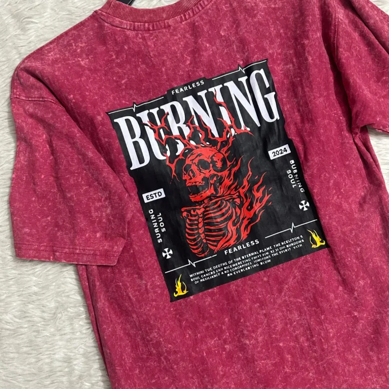 Mens Acid Wash Drop Shoulder Mixed Printed T-Shirt Wholesale Bangladesh