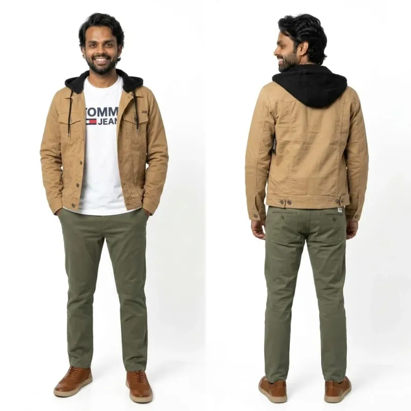 Men's Original Export Quality Cotton Twill Hooded Jacket — Wholesale Bangladesh