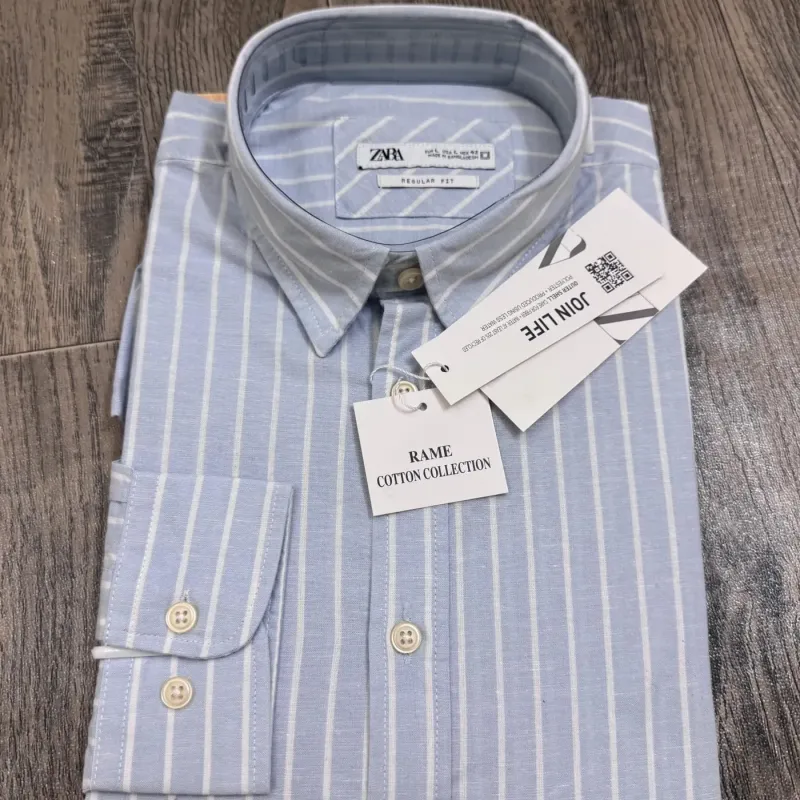 Men's Premium Long-Sleeve Striped Remi Cotton Shirt (11 Colours) — Wholesale Bangladesh