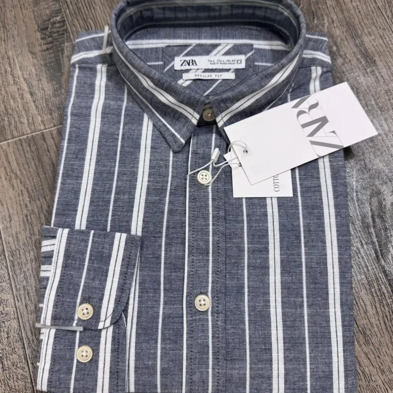 Men's Premium Long-Sleeve Striped Remi Cotton Shirt (11 Colours) — Wholesale Bangladesh