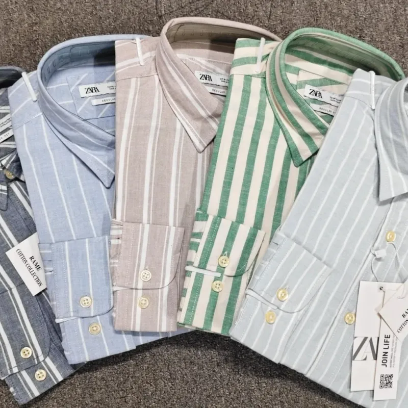 Men's Premium Heavyweight Long-Sleeve Striped Remi Cotton Shirt — Wholesale Bangladesh