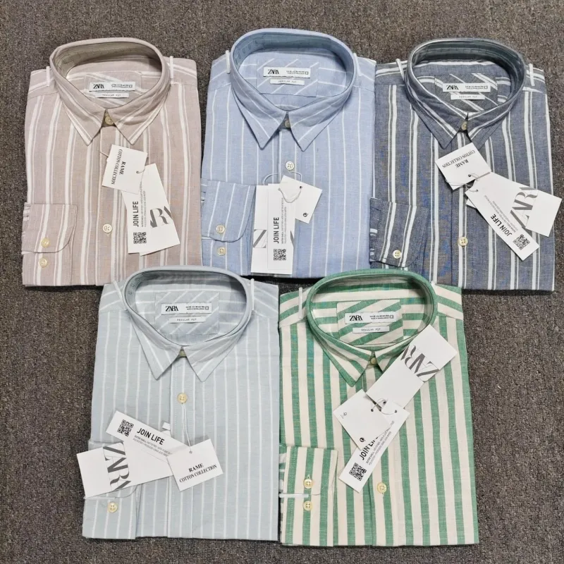 Men's Premium Heavyweight Long-Sleeve Striped Remi Cotton Shirt — Wholesale Bangladesh