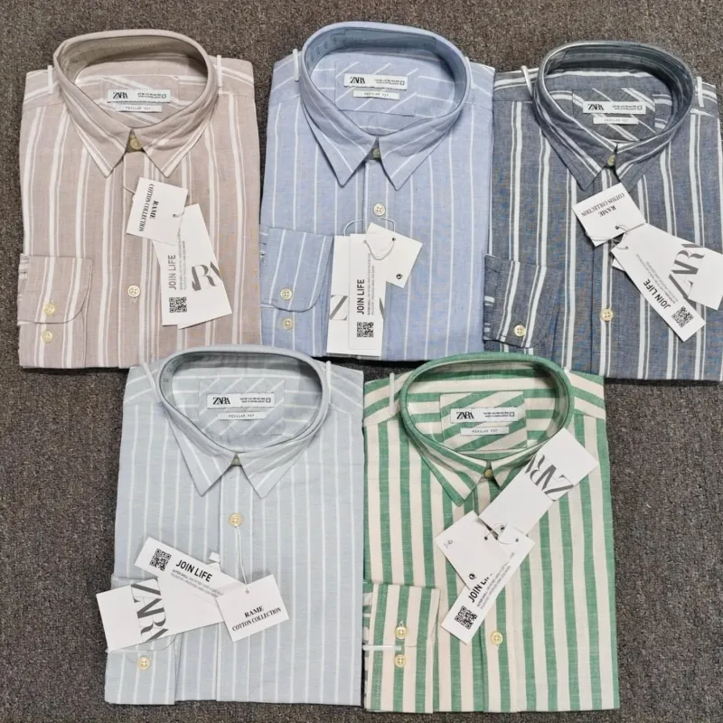 Men's Premium Heavyweight Long-Sleeve Striped Remi Cotton Shirt — Wholesale Bangladesh